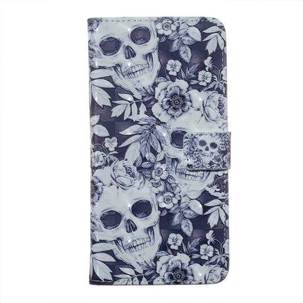 Skull and Flower Pattern Horizontal Flip Leather Case for iPhone XR, with Holder & Card Slots & Photo Frame & Wallet-garmade.com