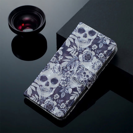 Skull and Flower Pattern Horizontal Flip Leather Case for iPhone XR, with Holder & Card Slots & Photo Frame & Wallet-garmade.com
