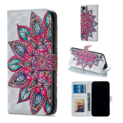 Half Flower Pattern Horizontal Flip Leather Case for iPhone XR, with Holder & Card Slots & Photo Frame & Wallet-garmade.com