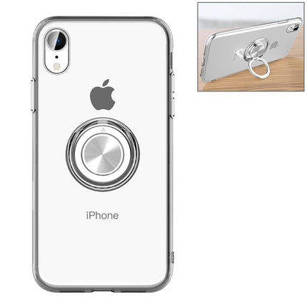 Transparent TPU Metal Ring Case for iPhone XR, with Metal Ring Holder(Transparent)-garmade.com