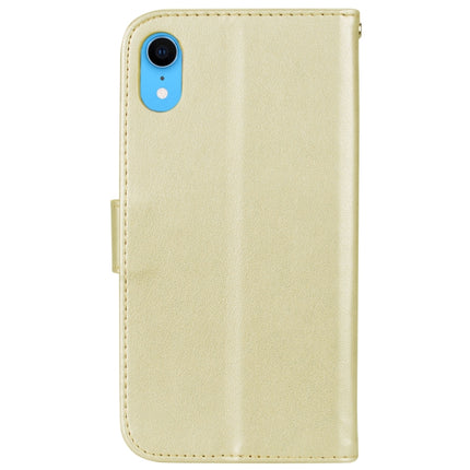 Rose Embossed Horizontal Flip PU Leather Case for iPhone XR, with Holder & Card Slots & Wallet (Gold)-garmade.com