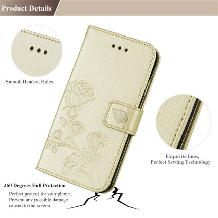 Rose Embossed Horizontal Flip PU Leather Case for iPhone XR, with Holder & Card Slots & Wallet (Gold)-garmade.com