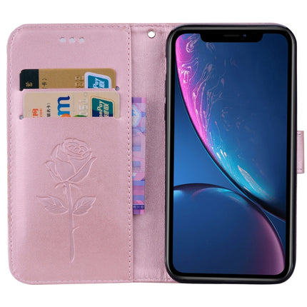 Rose Embossed Horizontal Flip PU Leather Case for iPhone XR, with Holder & Card Slots & Wallet (Rose Gold)-garmade.com