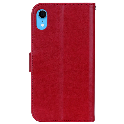 Rose Embossed Horizontal Flip PU Leather Case for iPhone XR, with Holder & Card Slots & Wallet (Red)-garmade.com