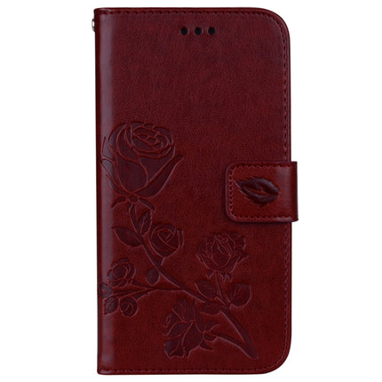 Rose Embossed Horizontal Flip PU Leather Case for iPhone XR, with Holder & Card Slots & Wallet (Brown)-garmade.com