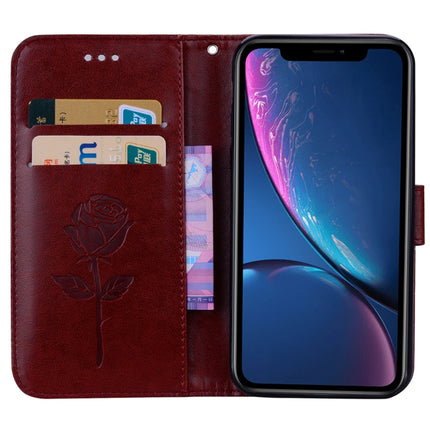 Rose Embossed Horizontal Flip PU Leather Case for iPhone XR, with Holder & Card Slots & Wallet (Brown)-garmade.com
