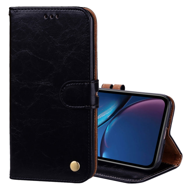 Business Style Oil Wax Texture Horizontal Flip Leather Case for iPhone XR, with Holder & Card Slots & Wallet (Black)-garmade.com