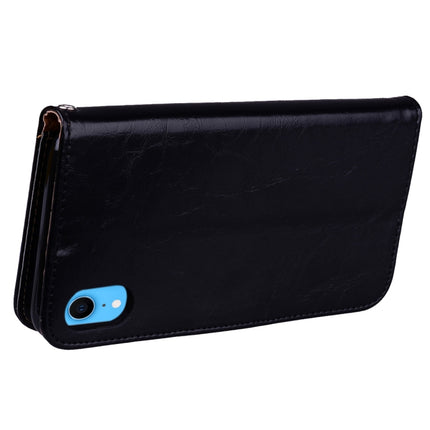 Business Style Oil Wax Texture Horizontal Flip Leather Case for iPhone XR, with Holder & Card Slots & Wallet (Black)-garmade.com