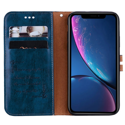 Business Style Oil Wax Texture Horizontal Flip Leather Case for iPhone XR, with Holder & Card Slots & Wallet (Blue)-garmade.com