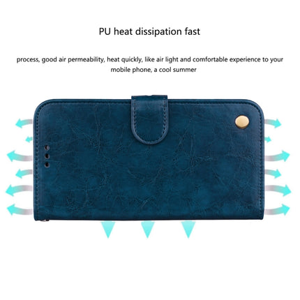 Business Style Oil Wax Texture Horizontal Flip Leather Case for iPhone XR, with Holder & Card Slots & Wallet (Blue)-garmade.com