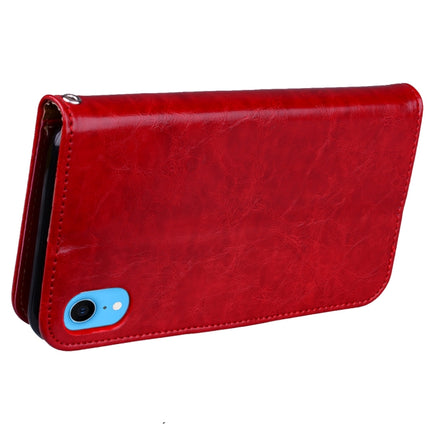 Business Style Oil Wax Texture Horizontal Flip Leather Case for iPhone XR, with Holder & Card Slots & Wallet (Red)-garmade.com