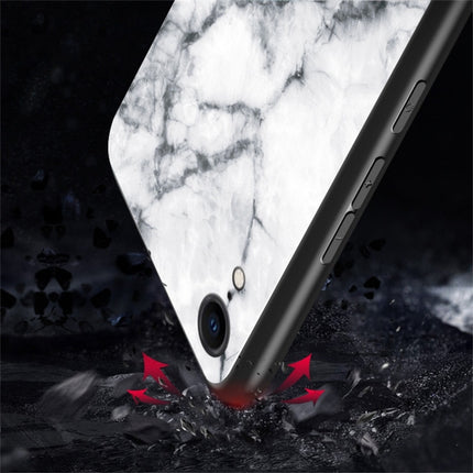 Marble Glass Protective Case for iPhone XR(Red)-garmade.com