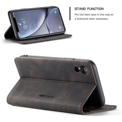 CaseMe-013 Multifunctional Retro Frosted Horizontal Flip Leather Case for iPhone XR, with Card Slot & Holder & Wallet(Black)-garmade.com