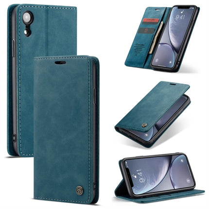 CaseMe-013 Multifunctional Retro Frosted Horizontal Flip Leather Case for iPhone XR, with Card Slot & Holder & Wallet(Blue)-garmade.com