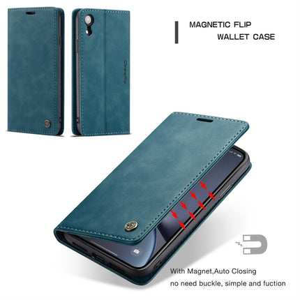 CaseMe-013 Multifunctional Retro Frosted Horizontal Flip Leather Case for iPhone XR, with Card Slot & Holder & Wallet(Blue)-garmade.com