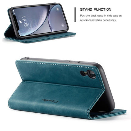 CaseMe-013 Multifunctional Retro Frosted Horizontal Flip Leather Case for iPhone XR, with Card Slot & Holder & Wallet(Blue)-garmade.com