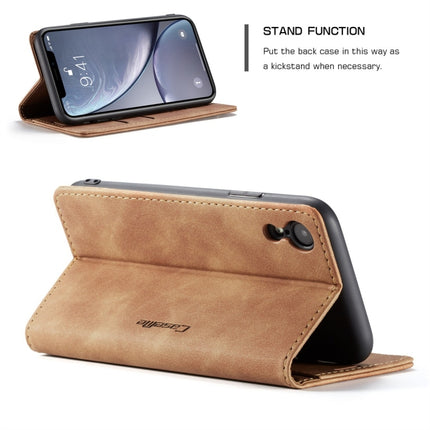 CaseMe-013 Multifunctional Retro Frosted Horizontal Flip Leather Case for iPhone XR, with Card Slot & Holder & Wallet(Brown)-garmade.com