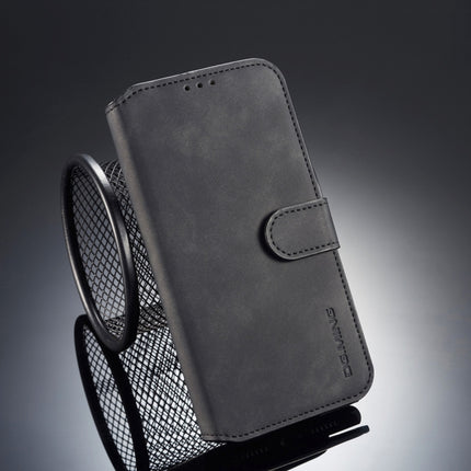 DG.MING Retro Oil Side Horizontal Flip Case for iPhone XR, with Holder & Card Slots & Wallet (Black)-garmade.com