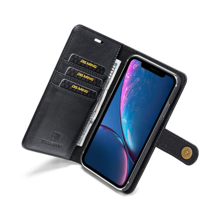 DG.MING Crazy Horse Texture Flip Detachable Magnetic Leather Case for iPhone XR, with Holder & Card Slots & Wallet (Black)-garmade.com