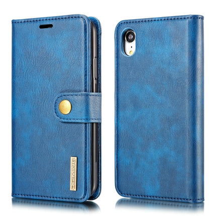 DG.MING Crazy Horse Texture Flip Detachable Magnetic Leather Case for iPhone XR, with Holder & Card Slots & Wallet (Blue)-garmade.com