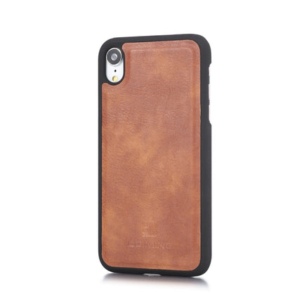 DG.MING Crazy Horse Texture Flip Detachable Magnetic Leather Case for iPhone XR, with Holder & Card Slots & Wallet (Brown)-garmade.com