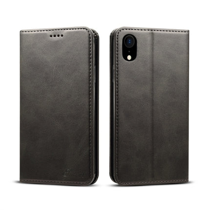 Suteni Calf Texture Horizontal Flip Leather Case for iPhone XR, with Holder & Card Slots & Wallet(Black)-garmade.com