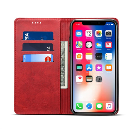 Suteni Calf Texture Horizontal Flip Leather Case for iPhone XR, with Holder & Card Slots & Wallet(Red)-garmade.com