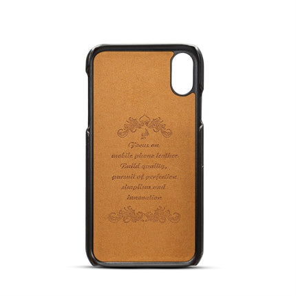 Suteni Calf Texture Protective Case for iPhone XR, with Card Slots (Black)-garmade.com