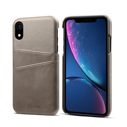 Suteni Calf Texture Protective Case for iPhone XR, with Card Slots (Grey)-garmade.com