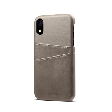 Suteni Calf Texture Protective Case for iPhone XR, with Card Slots (Grey)-garmade.com