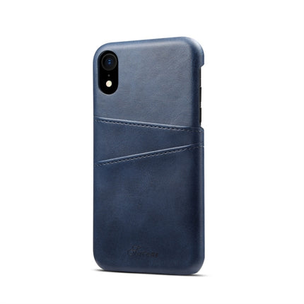 Suteni Calf Texture Protective Case for iPhone XR, with Card Slots (Blue)-garmade.com