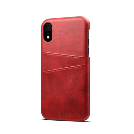 Suteni Calf Texture Protective Case for iPhone XR, with Card Slots (Red)-garmade.com