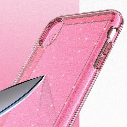 Shockproof Terminator Style Glitter Powder Protector Case for iPhone XR (Pink)-garmade.com
