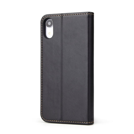Dermis Texture PU Horizontal Flip Leather Case for iPhone XR, with Holder & Card Slots & Wallet(Black)-garmade.com