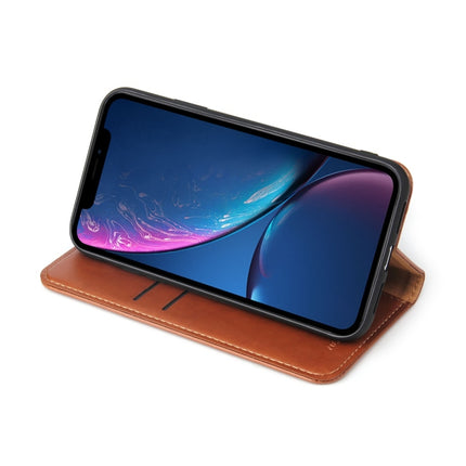 Dermis Texture PU Horizontal Flip Leather Case for iPhone XR, with Holder & Card Slots & Wallet(Brown)-garmade.com