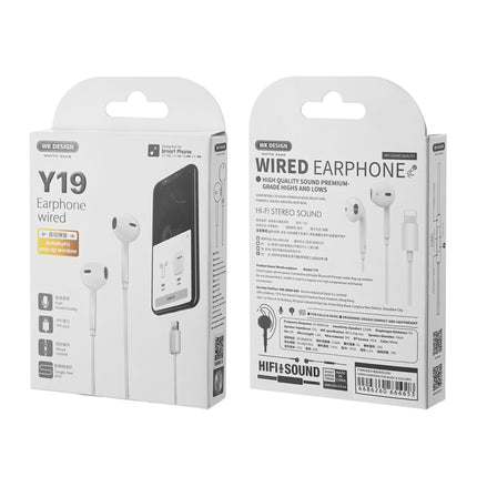 WK Y19 8 Pin In Ear Wired Control Music Earphone, Support Call, Cable Length: 1.2m (White)-garmade.com