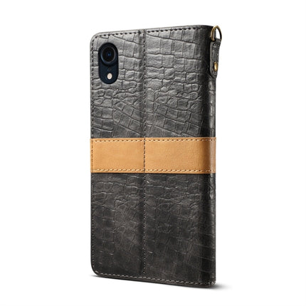 Splicing Color Crocodile Texture PU Horizontal Flip Leather Case for iPhone XR, with Wallet & Holder & Card Slots & Lanyard (Grey)-garmade.com
