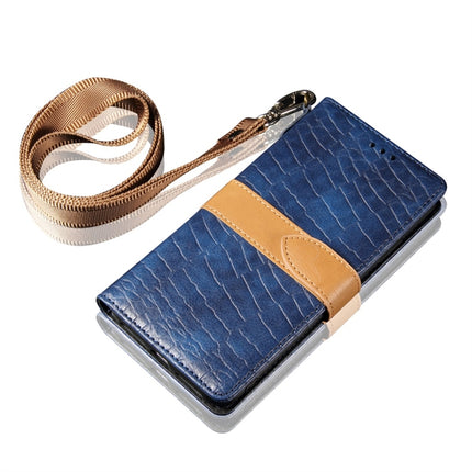 Splicing Color Crocodile Texture PU Horizontal Flip Leather Case for iPhone XR, with Wallet & Holder & Card Slots & Lanyard (Blue)-garmade.com