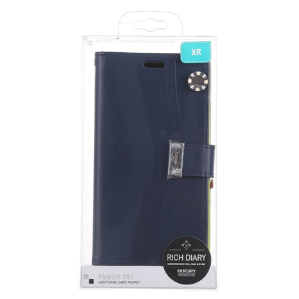 GOOSPERY RICH DIARY Crazy Horse Texture Horizontal Flip Leather Case for iPhone XR, with Card Slots & Wallet (Dark Blue)-garmade.com