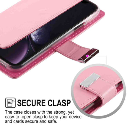 GOOSPERY RICH DIARY Crazy Horse Texture Horizontal Flip Leather Case for iPhone XR, with Card Slots & Wallet (Pink)-garmade.com