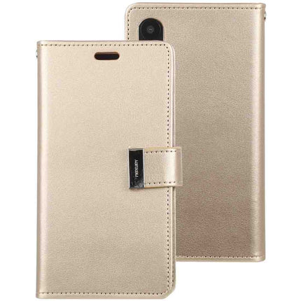 GOOSPERY RICH DIARY Crazy Horse Texture Horizontal Flip Leather Case for iPhone XR, with Card Slots & Wallet (Gold)-garmade.com