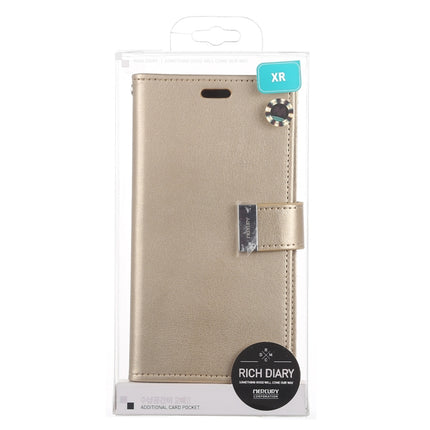 GOOSPERY RICH DIARY Crazy Horse Texture Horizontal Flip Leather Case for iPhone XR, with Card Slots & Wallet (Gold)-garmade.com