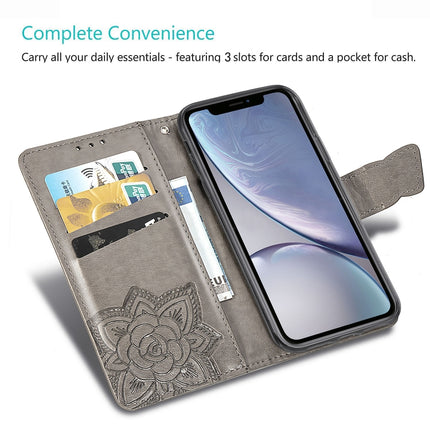 Butterfly Love Flowers Embossing Horizontal Flip Leather Case for iPhone XR, with Holder & Card Slots & Wallet & Lanyard (Pink)-garmade.com