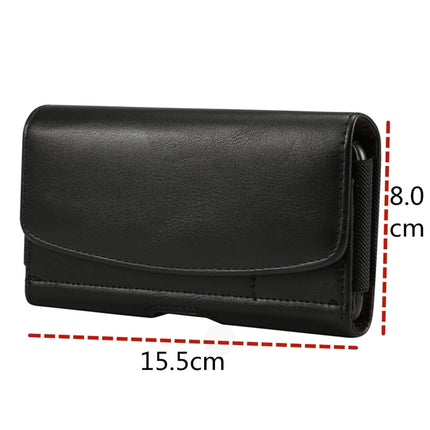 Lambskin Elastic Band Men 5.5 Inch Mobile Phone Universal Hanging Waist Leather Case with Card Slot For iPhone XR-garmade.com