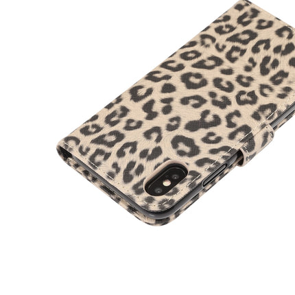 Leopard Pattern Horizontal Flip Leather Case for iPhone XS, With Holder & Card Slots (Grey)-garmade.com