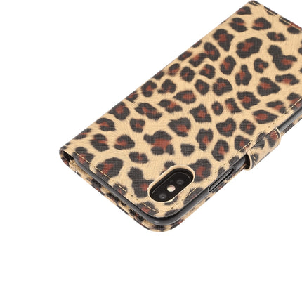 Leopard Pattern Horizontal Flip Leather Case for iPhone XS, With Holder & Card Slots (Yellow)-garmade.com