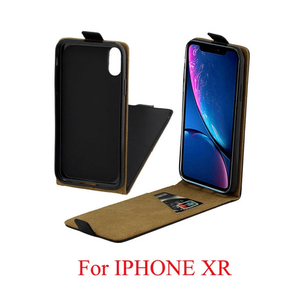 Business Style Vertical Flip TPU Leather Case for iPhone XR, with Card Slot (Black)-garmade.com