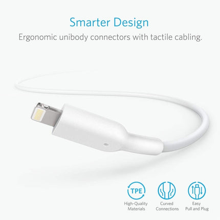 ANKER PowerLine II USB to 8 Pin MFI Certificated Charging Data Cable, Length: 0.9m(White)-garmade.com