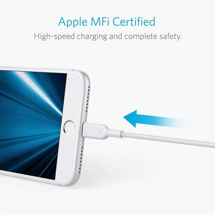 ANKER PowerLine II USB to 8 Pin MFI Certificated Data Cable, Length: 1.8m(White)-garmade.com