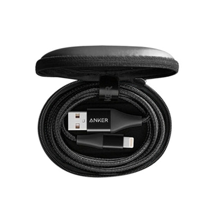 ANKER A8452 Powerline+ II USB to 8 Pin Apple MFI Certificated Nylon Pullable Carts Charging Data Cable, Length: 0.9m(Black)-garmade.com